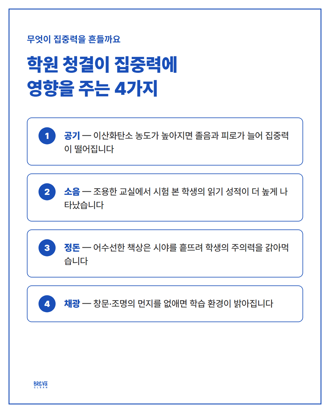 학원 청결도가 학생 집중력에 영향을 미치는 이유 카드뉴스 2